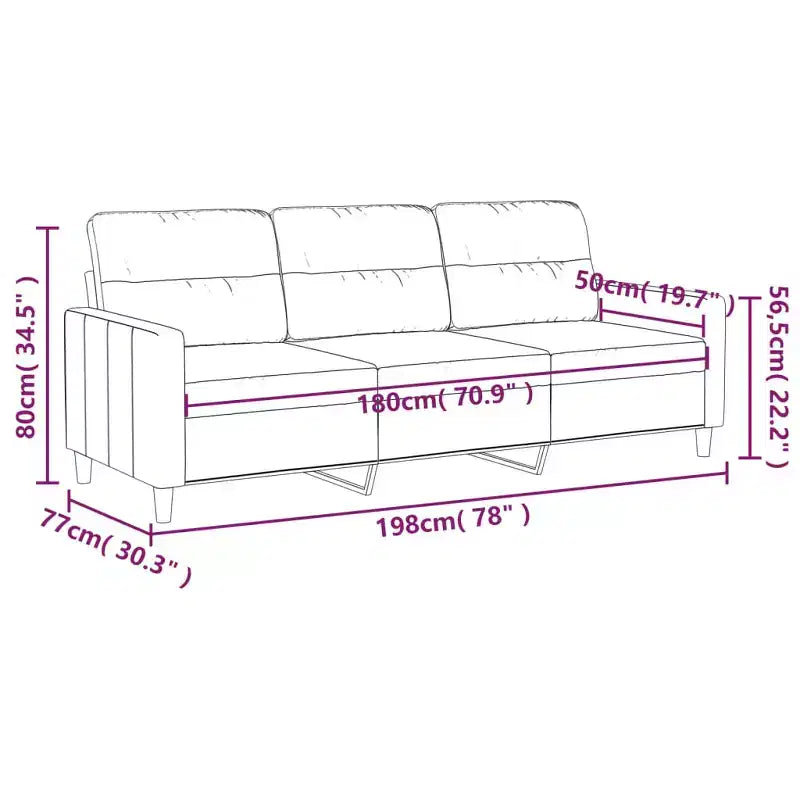 3-seater Sofa Dark Gray Polyester, Metal, Textilene, Foam 3-Seater