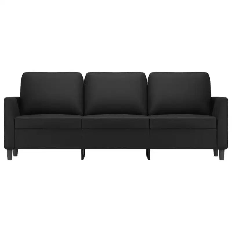 Canapé 3 places moderne 78 po en similicuir Rembourrage noir antitache, design minimaliste et épuré, cadre robuste pour salon ou salle de séjour