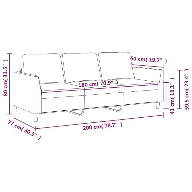 Canapé 3 places moderne 78 po en similicuir Rembourrage noir antitache, design minimaliste et épuré, cadre robuste pour salon ou salle de séjour