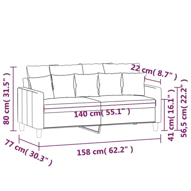 Canapé 2 places Velours gris clair (100 % polyester), métal, textilène