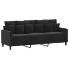 Sofa Set Black Velvet (100% polyester), metal, textilene, plywood