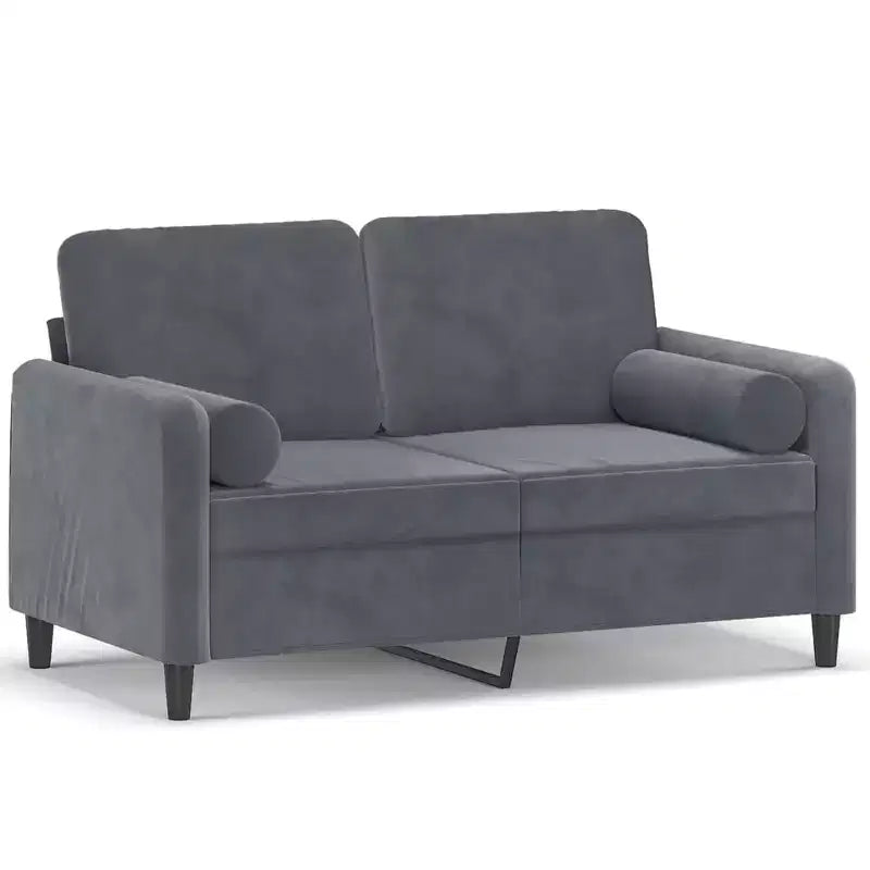 Canapé 2 places Velours gris foncé (100 % polyester), métal, textilène