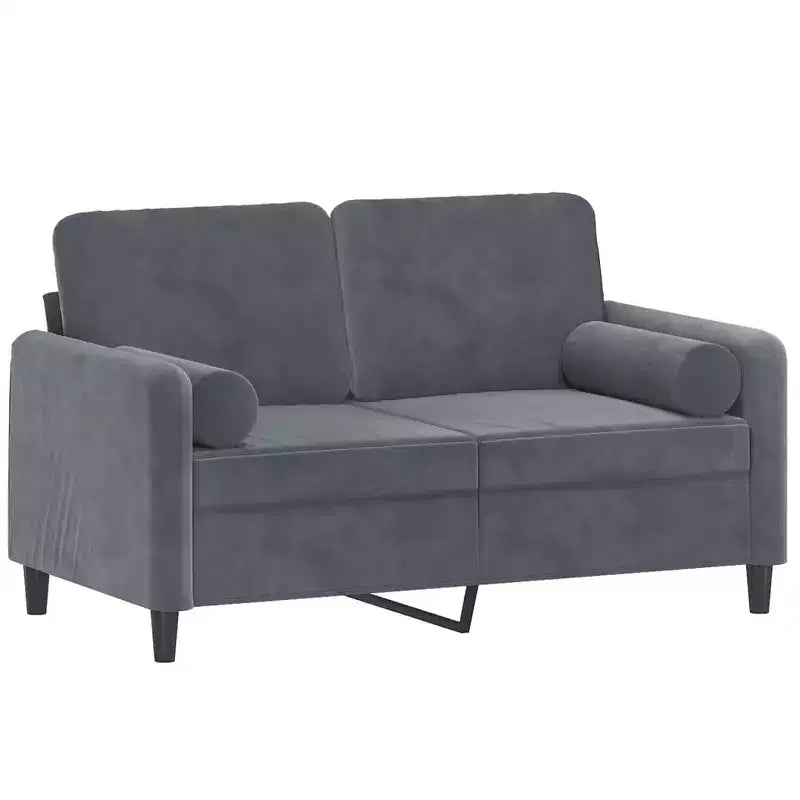 Canapé 2 places Velours gris foncé (100 % polyester), métal, textilène