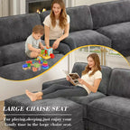 Dyonery 158 Grand canapé modulable sectionnel, tissu CHENILLE avec assise profonde, assemblage sans outil