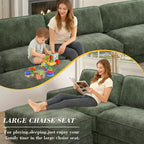 Dyonery 158 Grand canapé modulable sectionnel, tissu CHENILLE avec assise profonde, assemblage sans outil