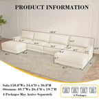 Dyonery 158 Grand canapé modulable sectionnel, tissu CHENILLE avec assise profonde, assemblage sans outil