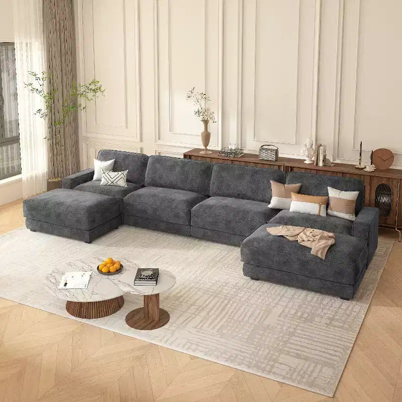 Dyonery 158 Extra Large Modular Sectional Sofa, CHENILLE Fabric with Deep Seat, Tool-Free Assembly