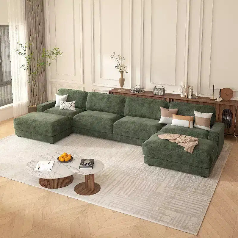 Dyonery 158 Extra Large Modular Sectional Sofa, CHENILLE Fabric with Deep Seat, Tool-Free Assembly