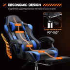 Chaise de jeu ergonomique Okak avec repose-pieds et soutien lombaire, chaise d'ordinateur avec appuie-tête et accoudoir, chaise à roulettes pour l'étude et le bureau
