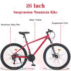 Whisen 26 Suspension Mountain Bike with 8-Speed Rear Derailleur, Fork KENDA Tires, Double Disc Brakes