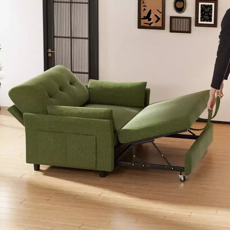 Canapé convertible Dyonery en chenille, causeuse dépliante 3-en-1 avec dossier inclinable 5 positions, poche latérale et assemblage sans outils