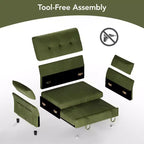 Canapé convertible Dyonery en chenille, causeuse dépliante 3-en-1 avec dossier inclinable 5 positions, poche latérale et assemblage sans outils