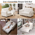 Canapé convertible Dyonery en chenille, causeuse dépliante 3-en-1 avec dossier inclinable 5 positions, poche latérale et assemblage sans outils