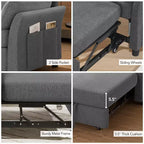Canapé convertible Dyonery en chenille, causeuse dépliante 3-en-1 avec dossier inclinable 5 positions, poche latérale et assemblage sans outils