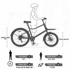 Vélo Cargo Whisen 26 avec 7 Vitesses, Cadre en Alliage d'Aluminium, Double Frein à Disque pour Femmes et Hommes