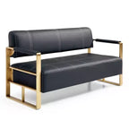 Modern 2 Seat Sofa, with Metal Armrests Wide Thick Backrest High-Density Foam Seat Padded for Small Spaces Bedroom
