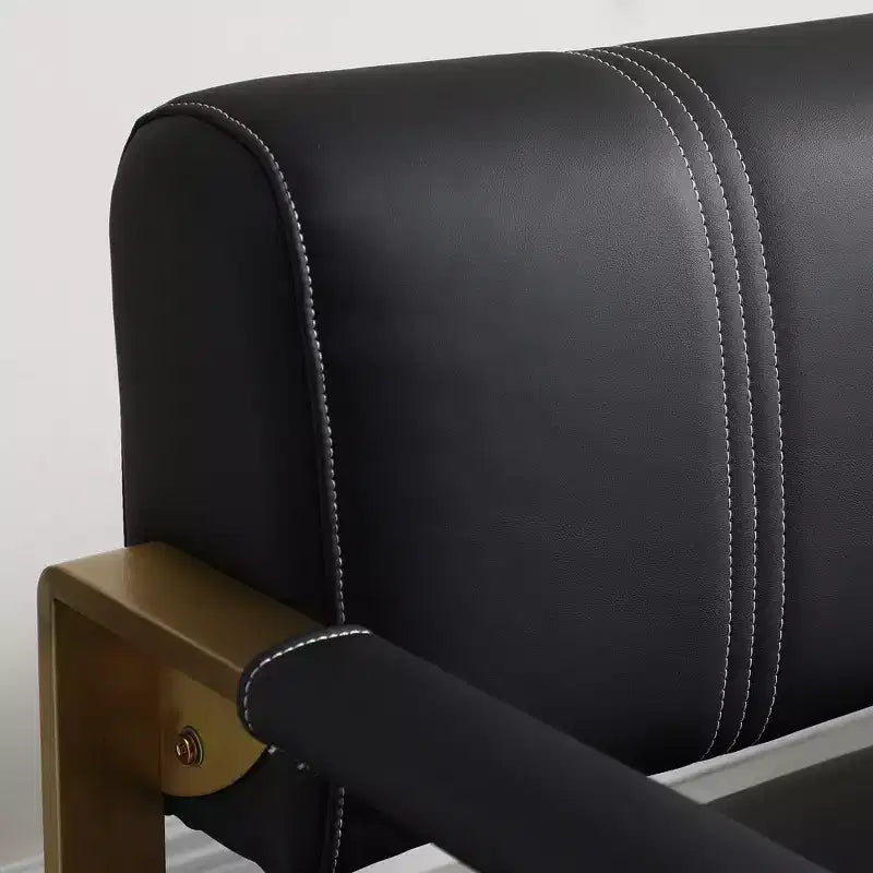 Modern 2 Seat Sofa, with Metal Armrests Wide Thick Backrest High-Density Foam Seat Padded for Small Spaces Bedroom