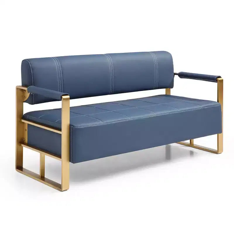 Modern 2 Seat Sofa, with Metal Armrests Wide Thick Backrest High-Density Foam Seat Padded for Small Spaces Bedroom