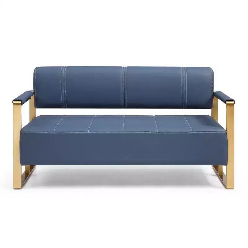 Modern 2 Seat Sofa, with Metal Armrests Wide Thick Backrest High-Density Foam Seat Padded for Small Spaces Bedroom