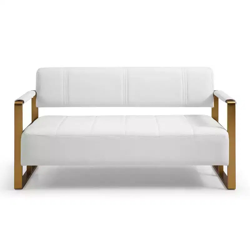 Modern 2 Seat Sofa, with Metal Armrests Wide Thick Backrest High-Density Foam Seat Padded for Small Spaces Bedroom