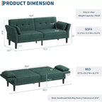 Canapé-lit futon 89, canapé-lit moderne avec dossier et accoudoirs réglables, canapé-lit futon convertible avec 2 oreillers pour bureau à domicile
