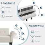 Canapé-lit futon 89, canapé-lit moderne avec dossier et accoudoirs réglables, canapé-lit futon convertible avec 2 oreillers pour bureau à domicile
