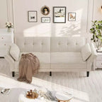 Canapé-lit futon 89, canapé-lit moderne avec dossier et accoudoirs réglables, canapé-lit futon convertible avec 2 oreillers pour bureau à domicile