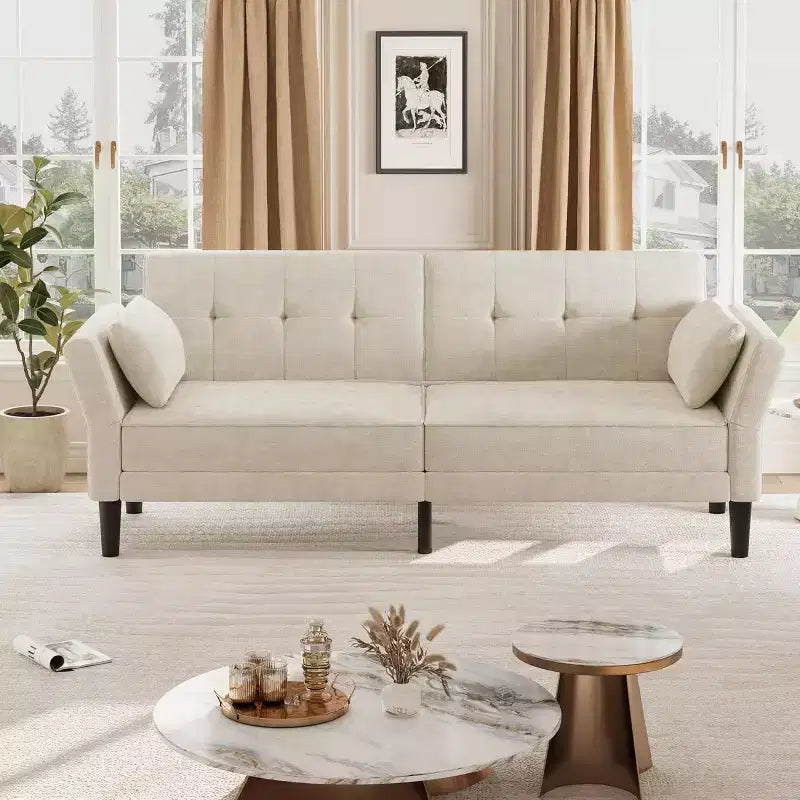 Canapé-lit futon 89, canapé-lit moderne avec dossier et accoudoirs réglables, canapé-lit futon convertible avec 2 oreillers pour bureau à domicile
