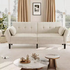 Canapé-lit futon 89, canapé-lit moderne avec dossier et accoudoirs réglables, canapé-lit futon convertible avec 2 oreillers pour bureau à domicile