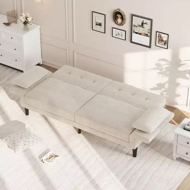Canapé-lit futon 89, canapé-lit moderne avec dossier et accoudoirs réglables, canapé-lit futon convertible avec 2 oreillers pour bureau à domicile