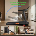 Tapis de course incliné à 15 % avec poignée, tapis de course portable 3-en-1 pour la maison et le bureau, tapis de course pliable avec une capacité de poids de 100 kg