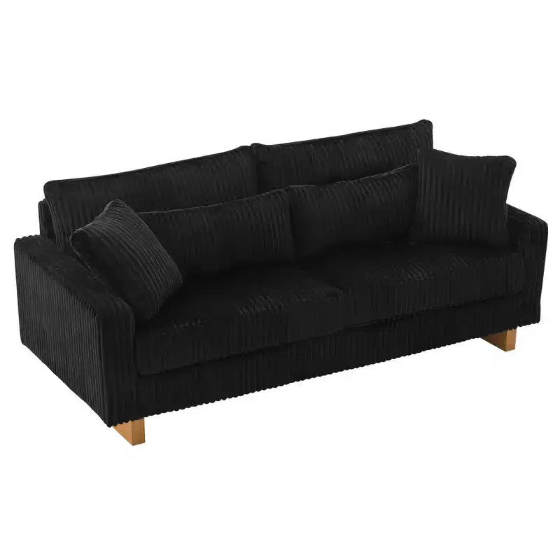 Christopher Knight Home Baker Canapé moderne 2 places en velours côtelé de 80,3 po avec quatre oreillers et accoudoirs carrés