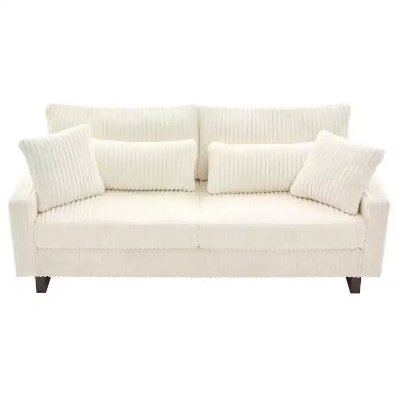 Christopher Knight Home Baker Canapé moderne 2 places en velours côtelé de 80,3 po avec quatre oreillers et accoudoirs carrés