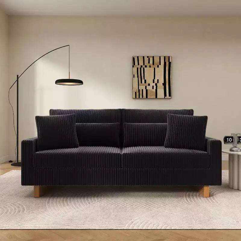 Christopher Knight Home Baker Modern 2-Seater 80.3 Upholstered Sofa with Four Pillows and Square Arms, Corduroy