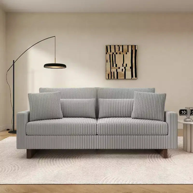 Christopher Knight Home Baker Modern 2-Seater 80.3 Upholstered Sofa with Four Pillows and Square Arms, Corduroy