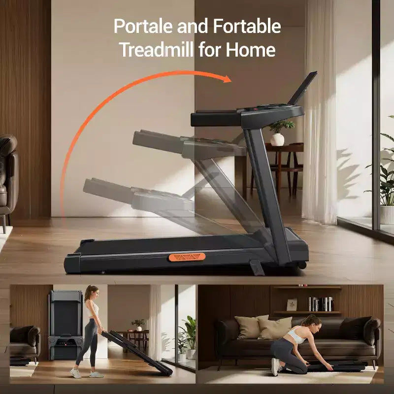 Tapis de course incliné à 15 % avec poignées, tapis de course portables 3-en-1 pour la maison et le bureau, tapis de course pliables avec capacité de poids de 136 kg (15)