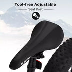 Okak 24IN Fat Tire Bike with Front Suspension, 7-Speed Mountain Bike with Disc Brake and High-Carbon Steel Frame, Trail Bike for Commuting