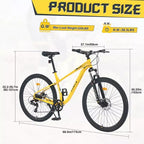 Okak 27.5IN 8 Speed Mountain Bike with Front Suspension, Kids Dirt Bike with Double Disc Brakes, Steel Frame Bicycle for Kid and Adults