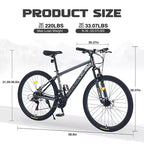 Okak 27.5IN Mountain Bike with Aluminum Alloy Frame, Kids Dirt Bike with 21 Speed Gear and Front Suspension, Bicycle for Kids and Adults