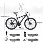 Okak 27.5IN Mountain Bike with Aluminum Alloy Frame, Kids Dirt Bike with 21 Speed Gear and Front Suspension, Bicycle for Kids and Adults