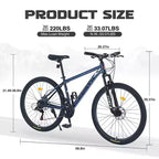Okak 27.5IN Mountain Bike with Aluminum Alloy Frame, Kids Dirt Bike with 21 Speed Gear and Front Suspension, Bicycle for Kids and Adults