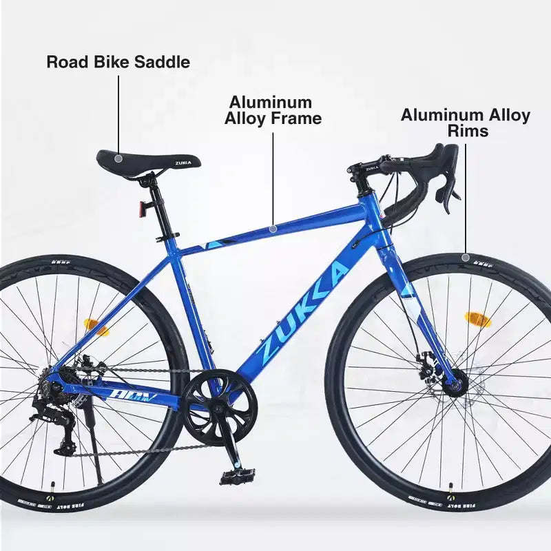 Vélo de Route Okak 700C avec Système 7 Vitesses, Vélo Adulte avec Cadre et Jante en Alliage d'Aluminium, Vélo à Frein à Disque pour Hommes et Femmes