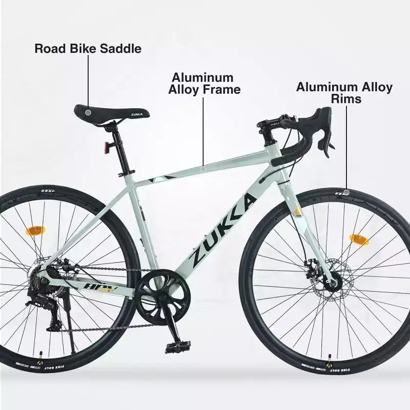 Vélo de Route Okak 700C avec Système 7 Vitesses, Vélo Adulte avec Cadre et Jante en Alliage d'Aluminium, Vélo à Frein à Disque pour Hommes et Femmes