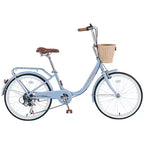 Okak 22IN Cruiser Bikes with Front Basket, Girls Bike with Steel Frame, V-Shape Brake and Comfort Saddles, Adult Bike for Girls and Women