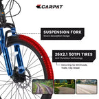Okak 26IN Mountain Bike with 21 Speeds and Disc Brakes, Kids Dirt Bike with High-Carbon Steel Frame, Mens Bike for Adult & Teenagers