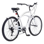 Vélo de plage Okak 26 pouces avec système 7 vitesses, vélo homme avec freins en V avant et arrière, vélo à cadre métallique pour adolescents et adultes