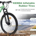 Okak 26IN Adult Bike with 24 Speed and Suspension Fork, Mountain Bike with KENDA Tires and Disk Brake, Fat Tire Bike for Men and Women