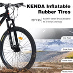 Okak 26IN Adult Bike with 24 Speed and Suspension Fork, Mountain Bike with KENDA Tires and Disk Brake, Fat Tire Bike for Men and Women