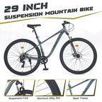 VTT Okak 29 pouces avec système 8 vitesses, Dirt Bike avec cadre en acier et suspension avant, vélo pour adultes hommes, femmes, garçons et filles