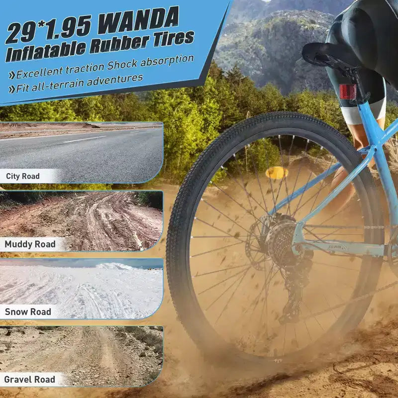 VTT Okak 29 pouces avec système 8 vitesses, Dirt Bike avec cadre en acier et suspension avant, vélo pour adultes hommes, femmes, garçons et filles